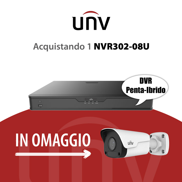 NVR302-08U è un DVR Penta-Ibrido 8+8IN - videosorveglianza UNV